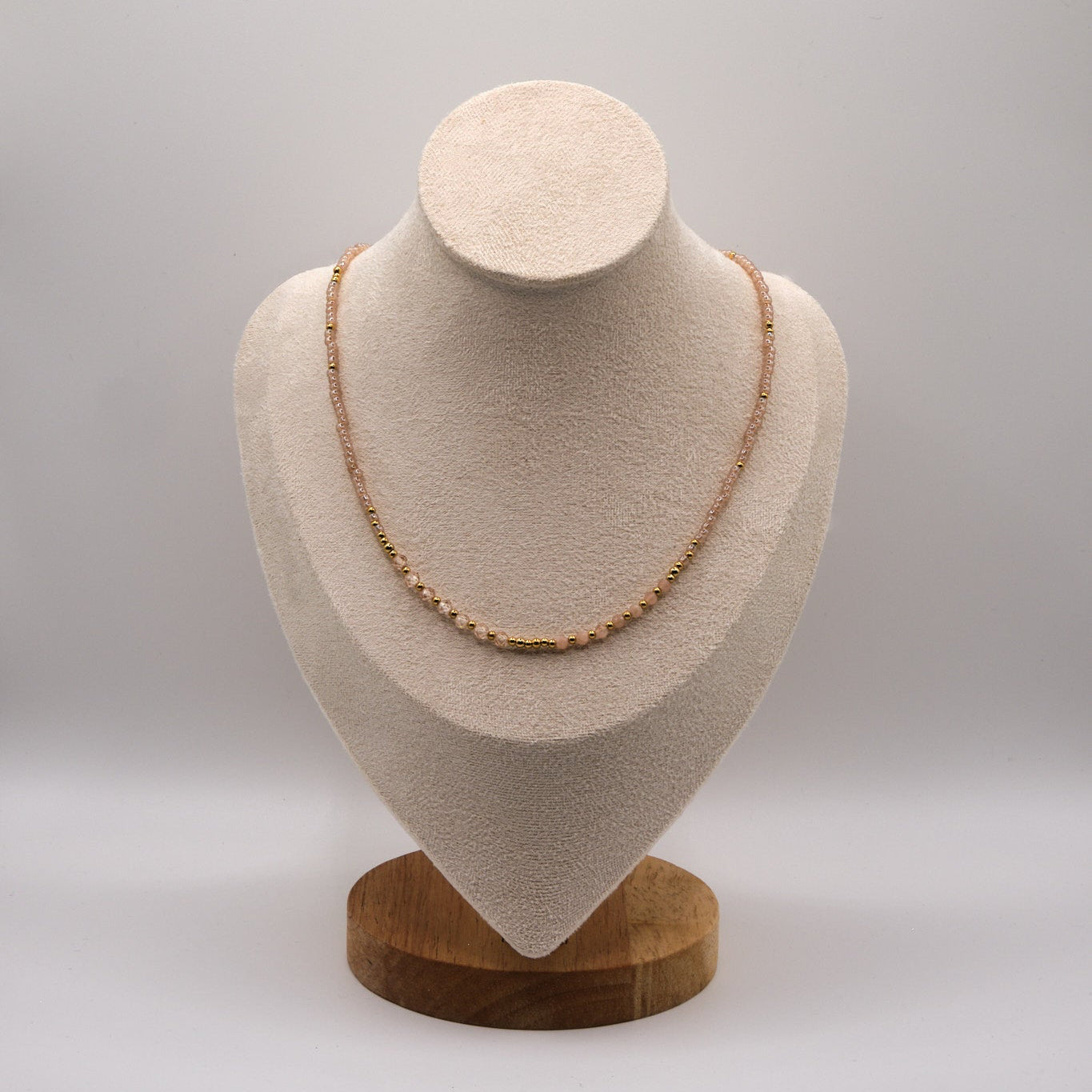 Halskette Diana - Sonnenstein - Zirkon - Edelstahl - Beige