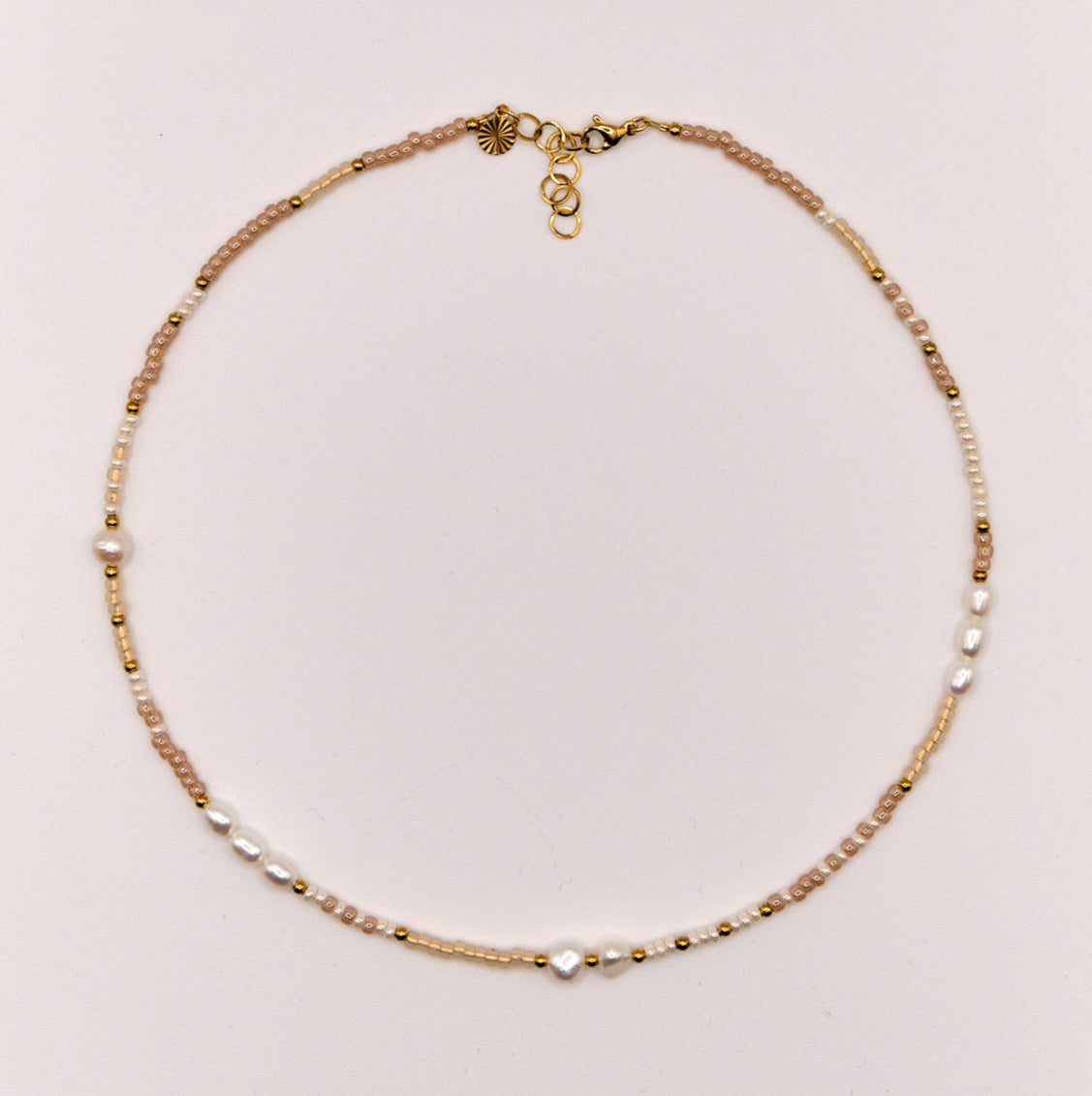 Halskette Merle - Süßwasserperlen - Edelstahl - Weiß/Gold