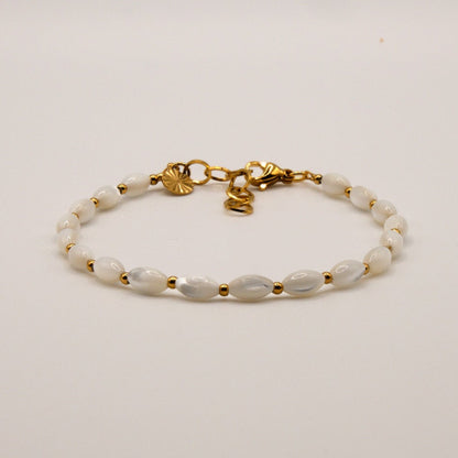 Armband Laura - Perlmutt - Edelstahl - Weiß