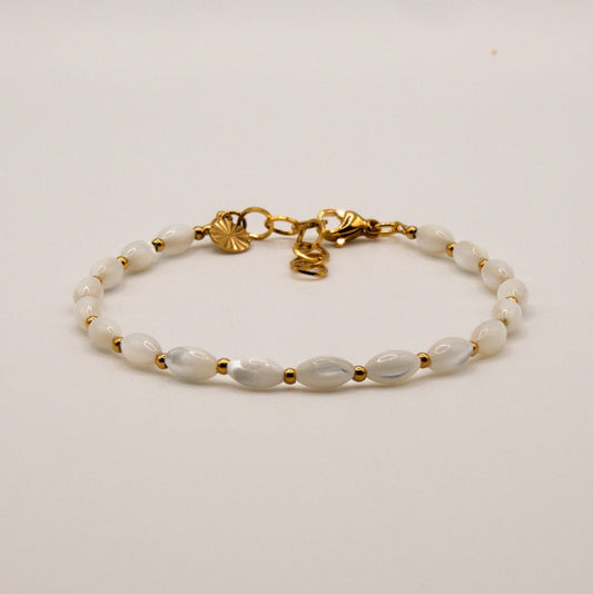 Armband Laura - Perlmutt - Edelstahl - Weiß