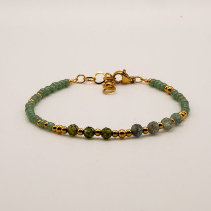 Armband Helena - Apatit - Zirkon - Edelstahl - Grün