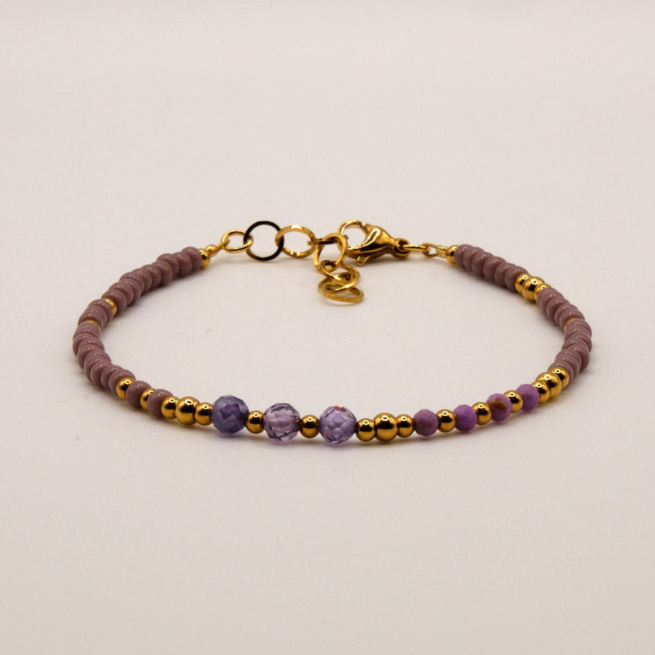 Armband Adriana - Mica - Zirkon - Edelstahl - Lila