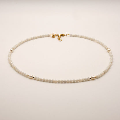 Halskette Fiona - Perlmutt - Süßwasserperlen - Edelstahl - Weiß