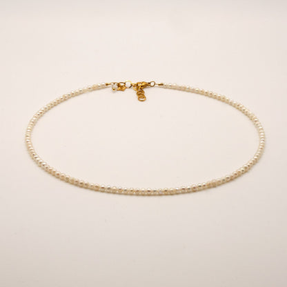 Halskette Marie - Kleine Süßwasserperlen - Edelstahl - Weiß