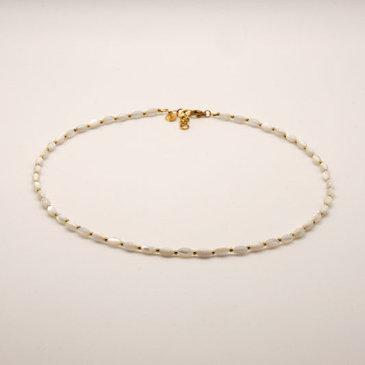 Halskette Laura - Perlmutt - Edelstahl - Weiß