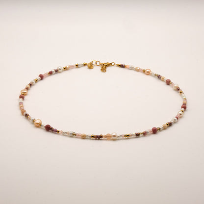 Halskette Stella - Perlenmix - Edelstahl - bunt