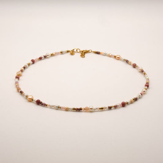 Halskette Stella - Perlenmix - Edelstahl - bunt