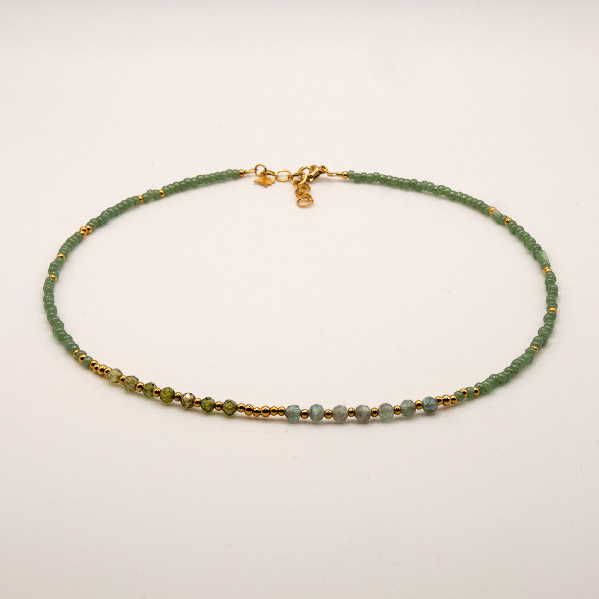 Halskette Helena - Apatit - Zirkon - Edelstahl - Grün