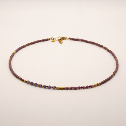 Halskette Adriana - Mica - Zirkon - Edelstahl - Lila