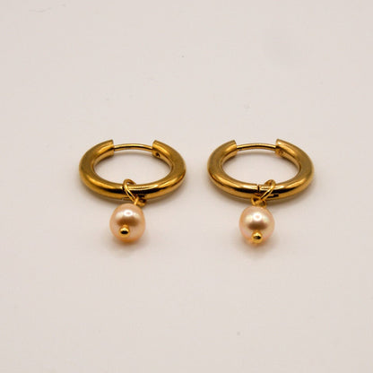 Ohrringe Maja - Süßwasserperlen - Edelstahl - Rosa