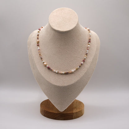 Halskette Stella - Perlenmix - Edelstahl - bunt