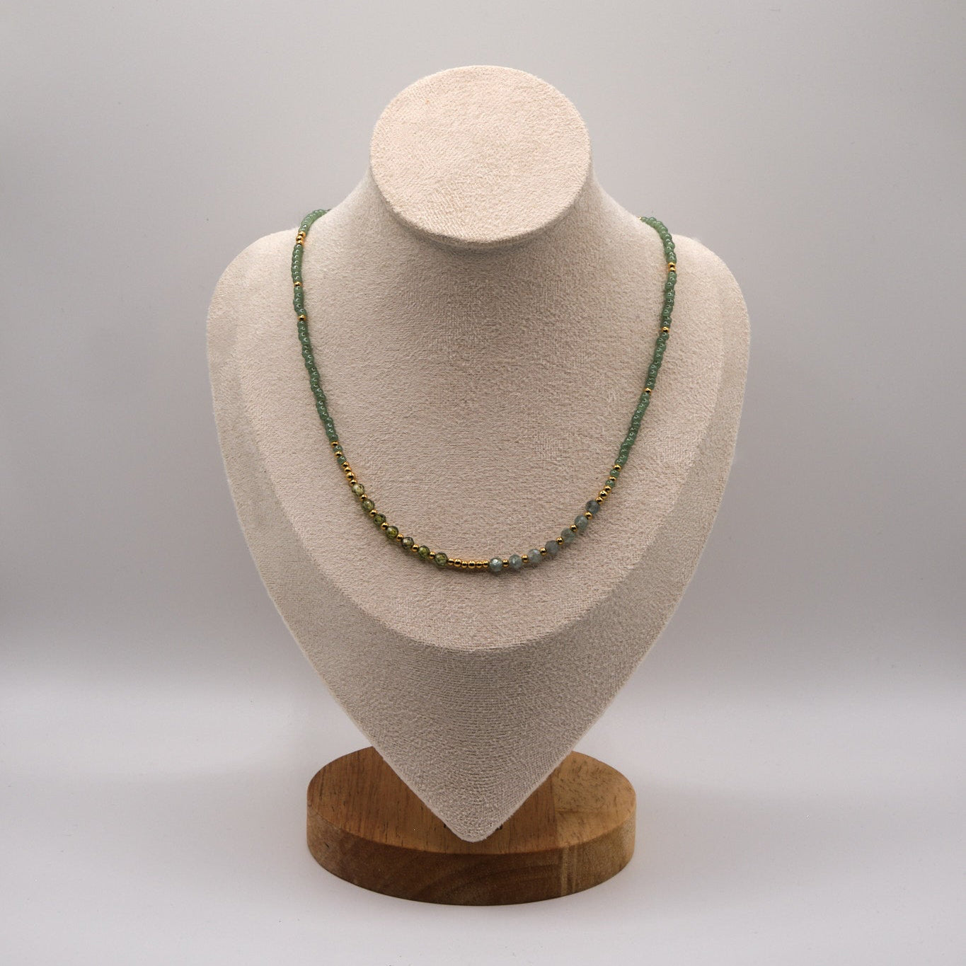 Halskette Helena - Apatit - Zirkon - Edelstahl - Grün