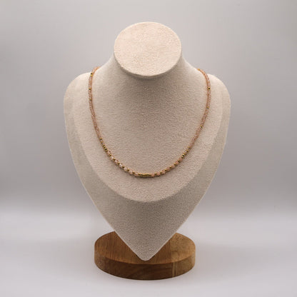 Halskette Diana - Sonnenstein - Zirkon - Edelstahl - Beige