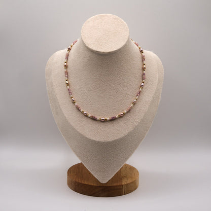 Halskette Isabella - Süßwasserpelen - Edelstahl - Rosa/Gold