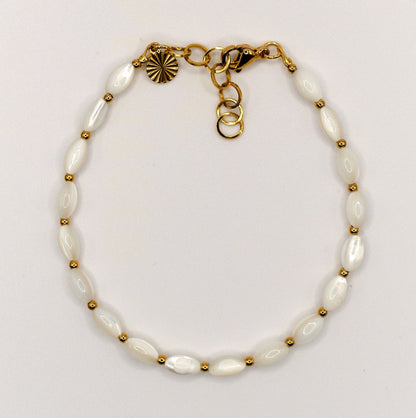 Armband Laura - Perlmutt - Edelstahl - Weiß