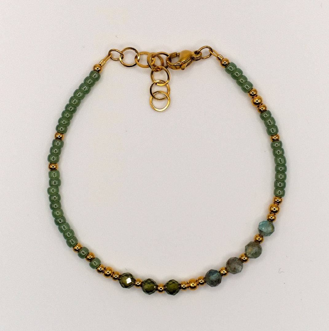Armband Helena - Apatit - Zirkon - Edelstahl - Grün