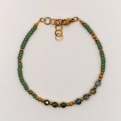 Armband Helena - Apatit - Zirkon - Edelstahl - Grün