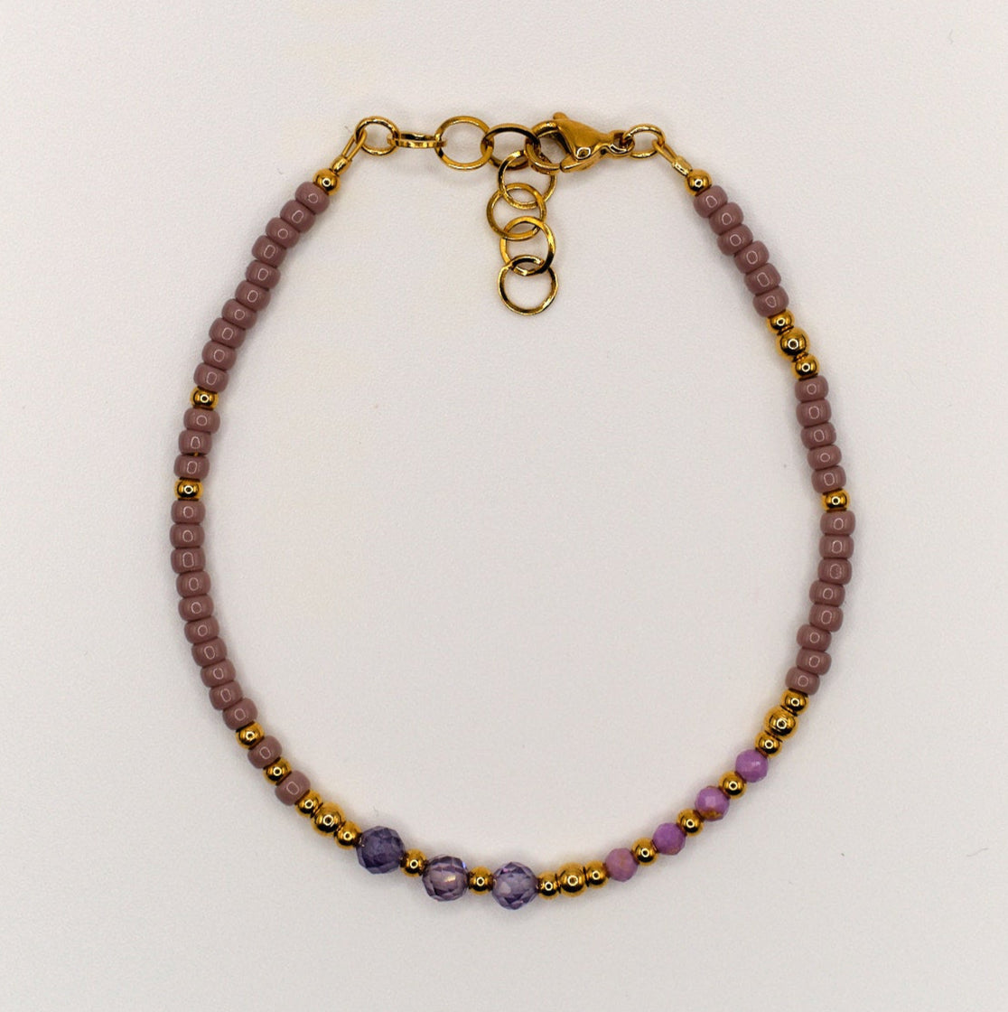 Armband Adriana - Mica - Zirkon - Edelstahl - Lila