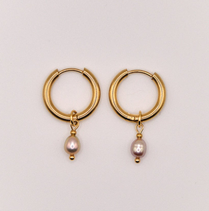 Ohrringe Iva - Süßwasserperlen - Edelstahl - Lila