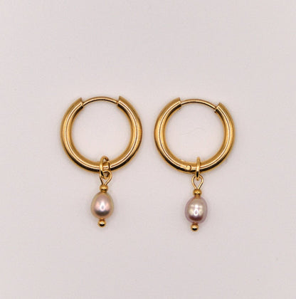 Ohrringe Iva - Süßwasserperlen - Edelstahl - Lila