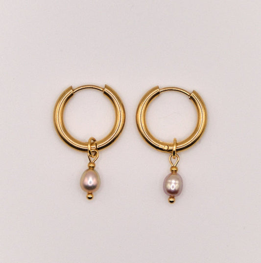 Ohrringe Iva - Süßwasserperlen - Edelstahl - Lila