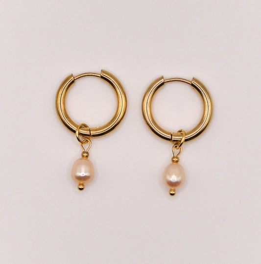 Ohrringe Maja - Süßwasserperlen - Edelstahl - Rosa