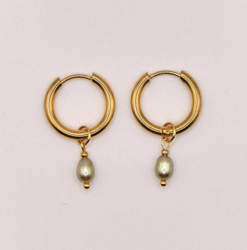 Ohrringe Malia - Süßwasserperlen - Edelstahl - Grün