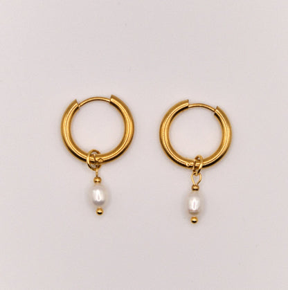 Ohrringe Emilia - Süßwasserperlen - Edelstahl - Weiß