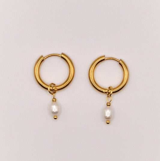 Ohrringe Emilia - Süßwasserperlen - Edelstahl - Weiß