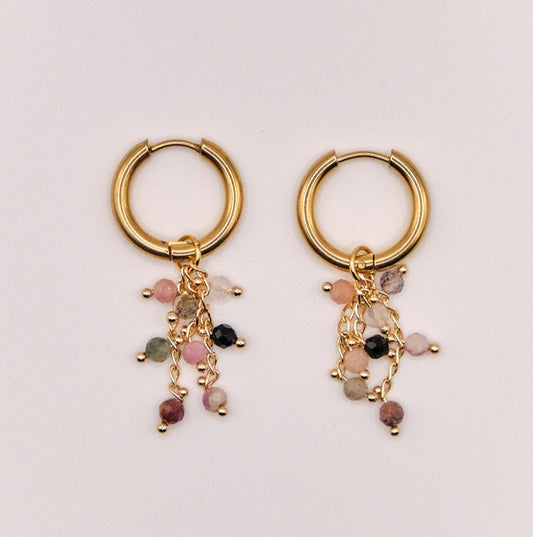 Charlotte earrings - natural stones - stainless steel - colorful