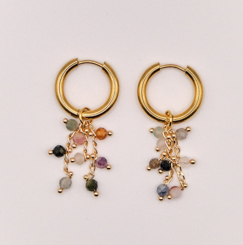 Earrings Iva - Natural Stones - Stainless Steel - Multicolored