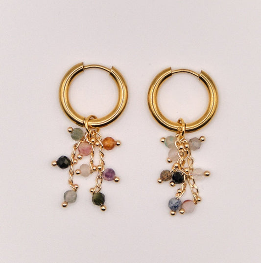 Earrings Iva - Natural Stones - Stainless Steel - Multicolored