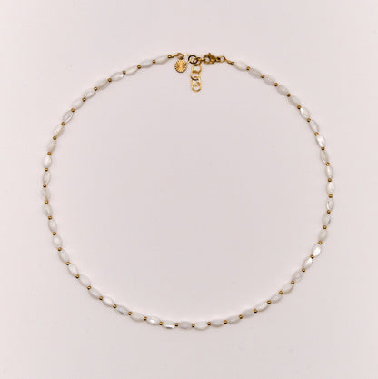 Halskette Laura - Perlmutt - Edelstahl - Weiß