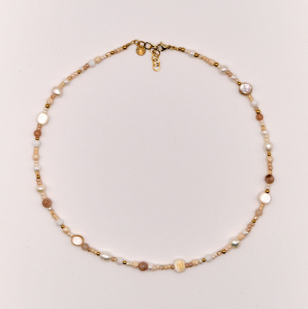 Halskette Mila - Perlenmix - Edelstahl - beige