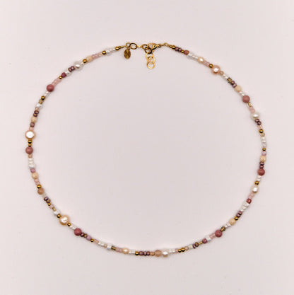 Halskette Stella - Perlenmix - Edelstahl - bunt