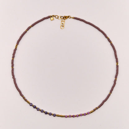 Halskette Adriana - Mica - Zirkon - Edelstahl - Lila