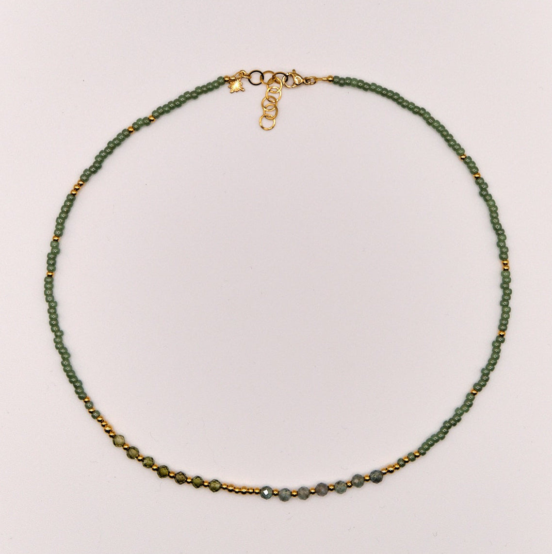 Halskette Helena - Apatit - Zirkon - Edelstahl - Grün