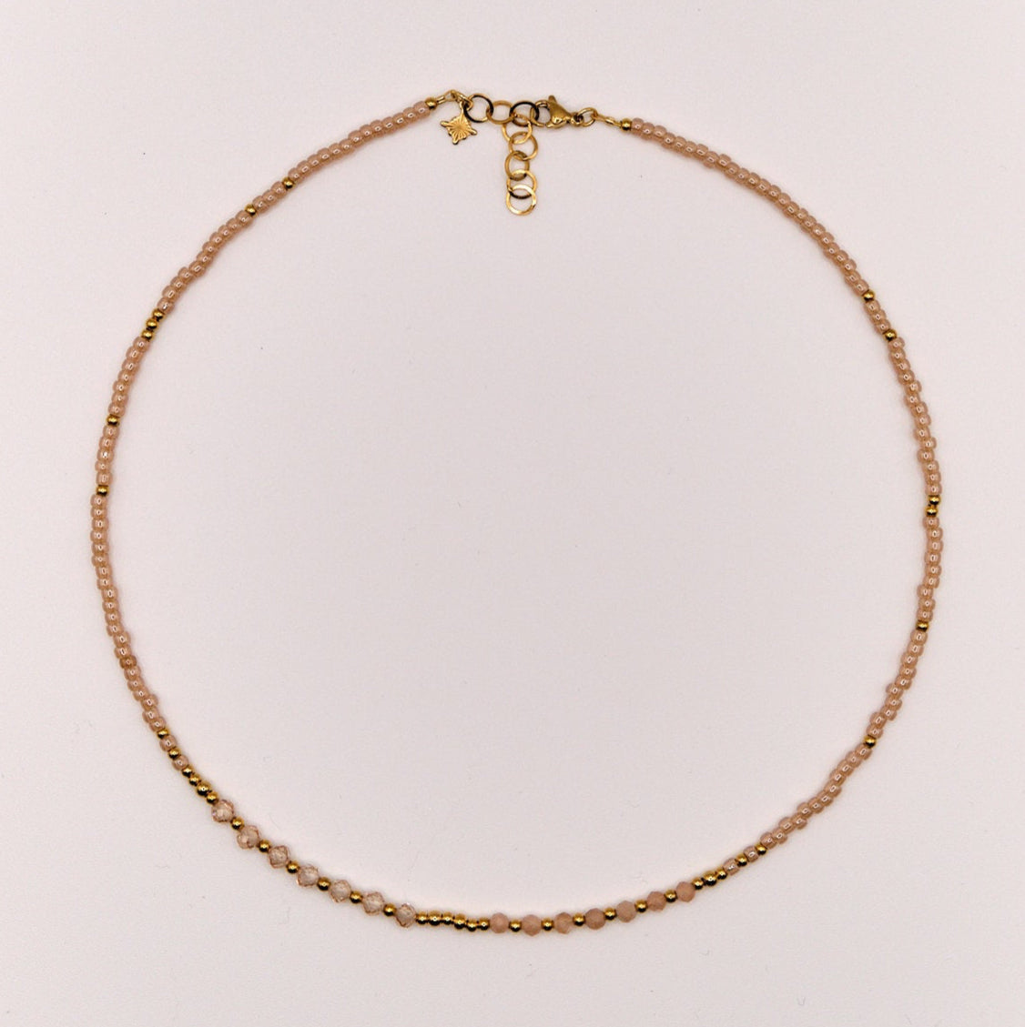 Halskette Diana - Sonnenstein - Zirkon - Edelstahl - Beige